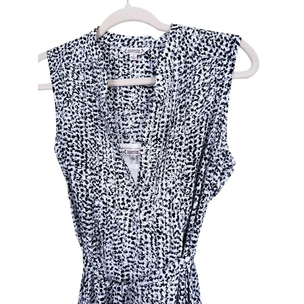 NWT Nanette Lepore Sleeveless Belted Midi Dress 4 Abstract Print Modern Career - Picture 4 of 11